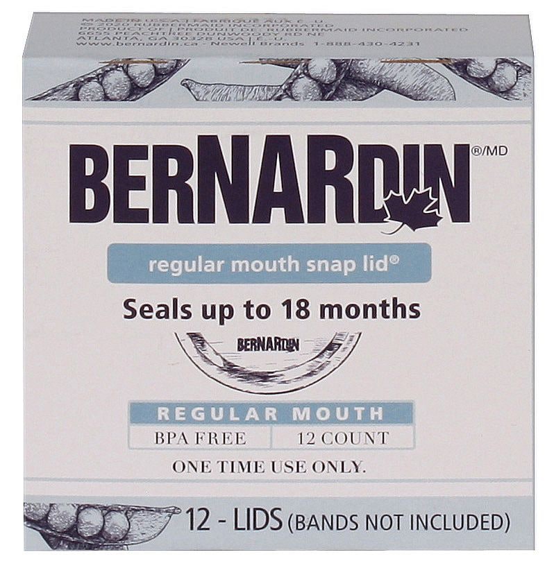 Bernardin Regular Mouth Replacement Snap Lids for Mason Jars, 12-pk W1