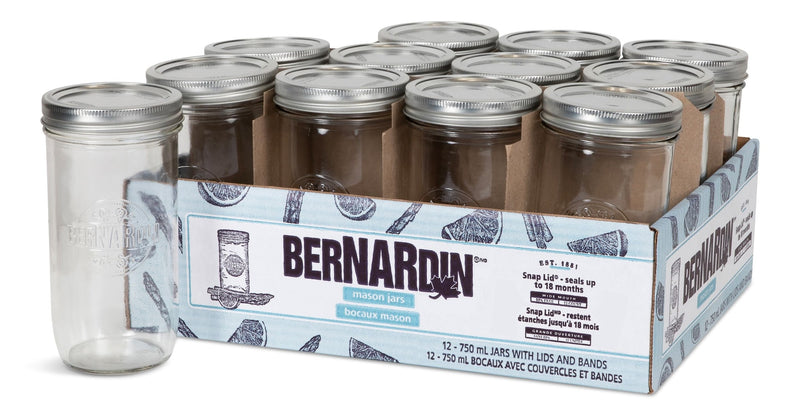 Bernardin Wide Mouth Mason Jars with Lids, 750-mL, 12-pk E6
