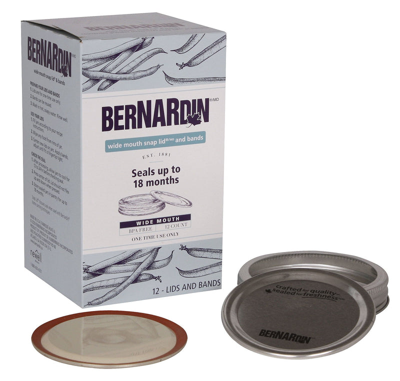 Bernardin Wide Mouth Replacement Snap Lids and Bands for Mason Jars, 12-pk W5