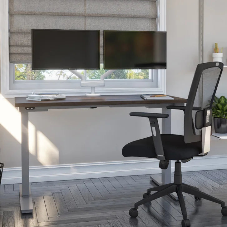 Bestar Upstand 61 cm x 122 cm (24 in. x 48 in.) Height Adjustable Desk with Dual Monitor Arm W6