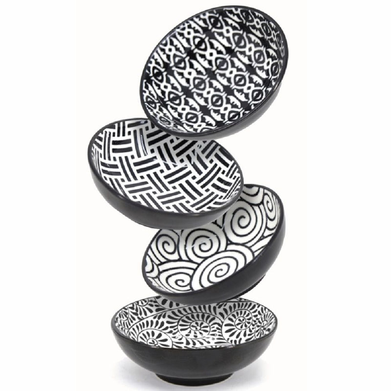 Bia Black & White Patterned Mini Bowls Set, 8-cm, 4-pc V8