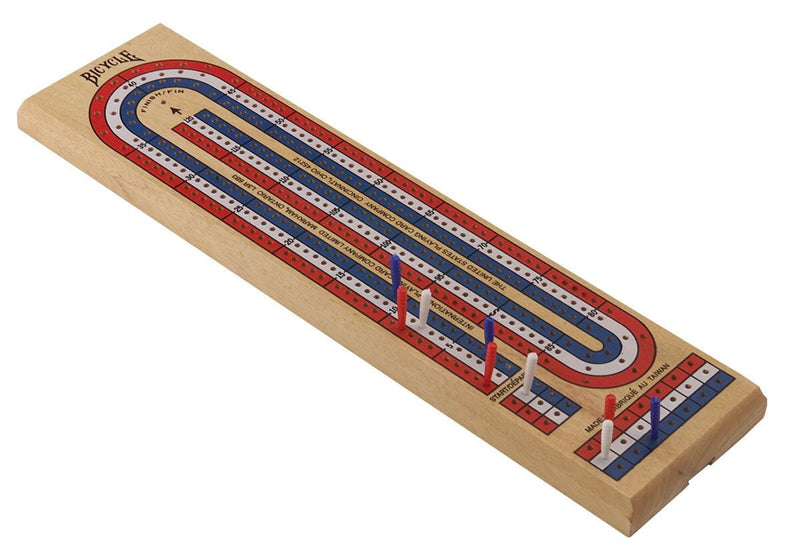 Bicycle 3-Track Color Coded Wooden Cribbage Board, Ages 14+ O4