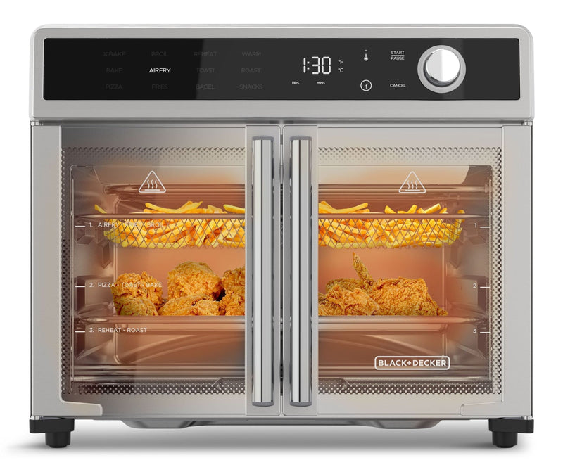 Black & Decker 12-in-1 French Door Digital Countertop Convection Oven with Air Fry, 6-Slices K9