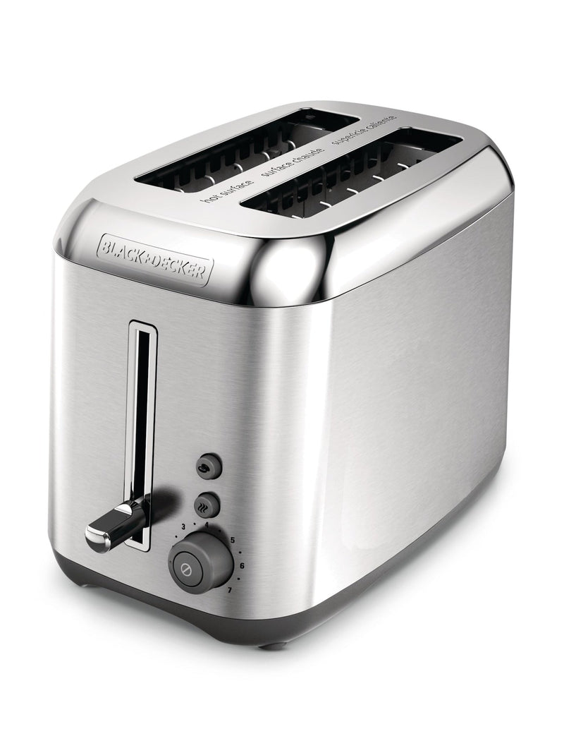 Black & Decker Kitchen Tools Extra Wide Slots Toaster with 7 Settings, Stainless Steel, 2-Slices U4