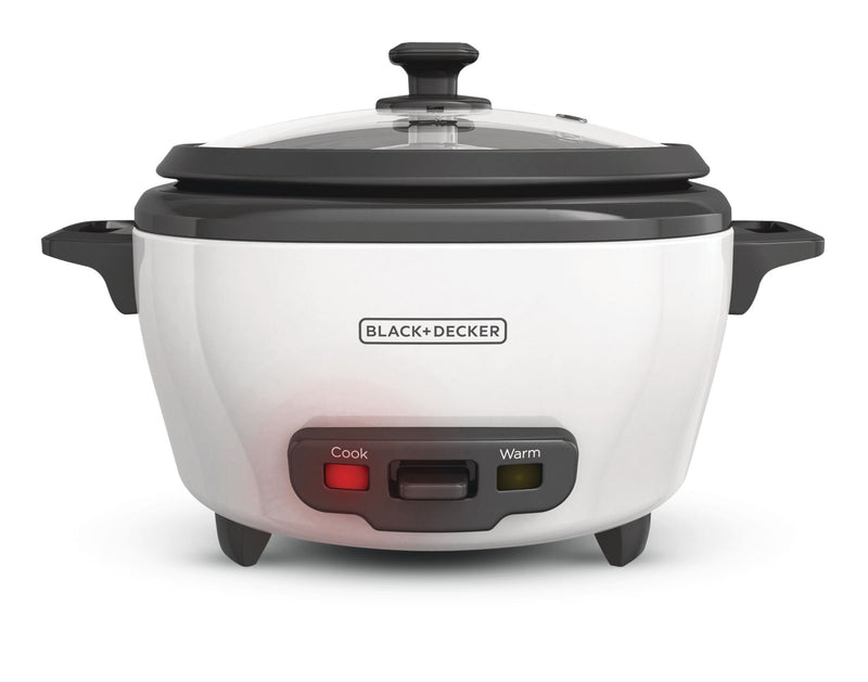 Black & Decker Non-Stick Rice Cooker & Steamer White, 6 Cups D2