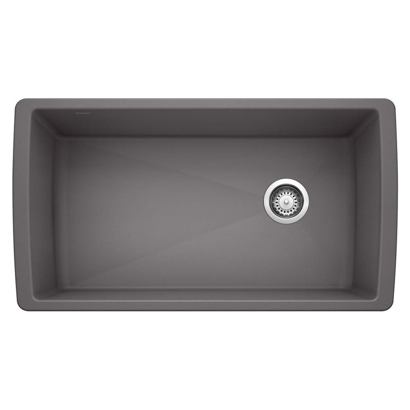 Blanco Diamond SILGRANIT 33-in Super Single Undermount Kitchen Sink, Cinder A9