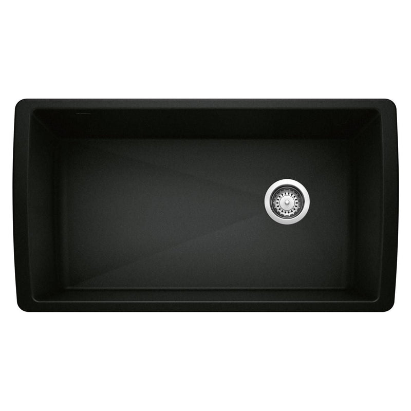 Blanco Diamond SILGRANIT 33-in Super Single Undermount Kitchen Sink, Coal Black B8