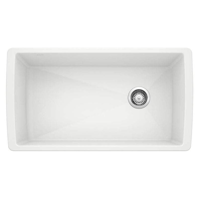 Blanco Diamond SILGRANIT 33-in Super Single Undermount Kitchen Sink, White M6