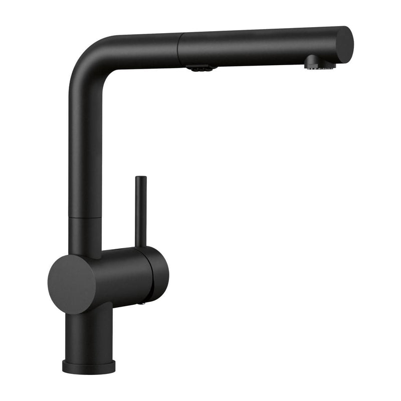 Blanco Linus Low Arc Pull-Out Dual-Spray Kitchen Faucet, Coal Black O4