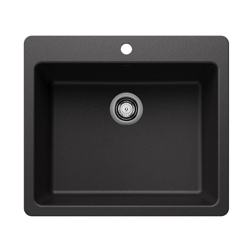 Blanco Liven SILGRANIT 25-in Single Bowl Dual Mount Kitchen Sink, Anthracite O3