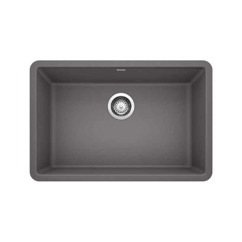 Blanco Precis SILGRANIT 27-in Single Bowl Undermount Kitchen Sink, Cinder D6