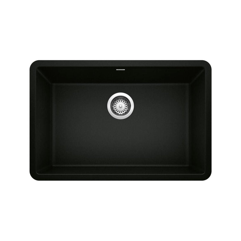 Blanco Precis SILGRANIT 27-in Single Bowl Undermount Kitchen Sink, Coal Black J2