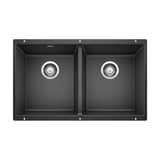Blanco Precis SILGRANIT 29-in 50/50 Double Bowl Undermount Kitchen Sink, Anthracite