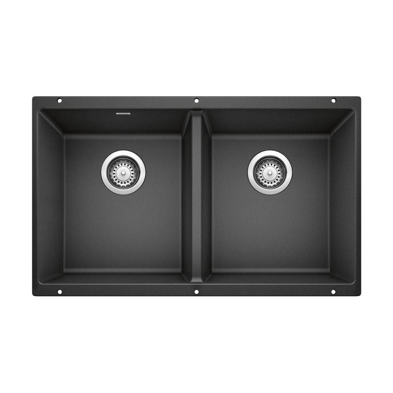 Blanco Precis SILGRANIT 29-in 50/50 Double Bowl Undermount Kitchen Sink, Anthracite I3