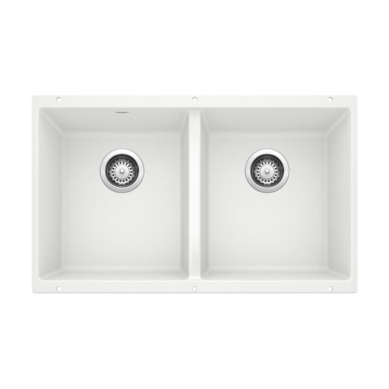 Blanco Precis SILGRANIT 29-in 50/50 Double Bowl Undermount Kitchen Sink, White K3