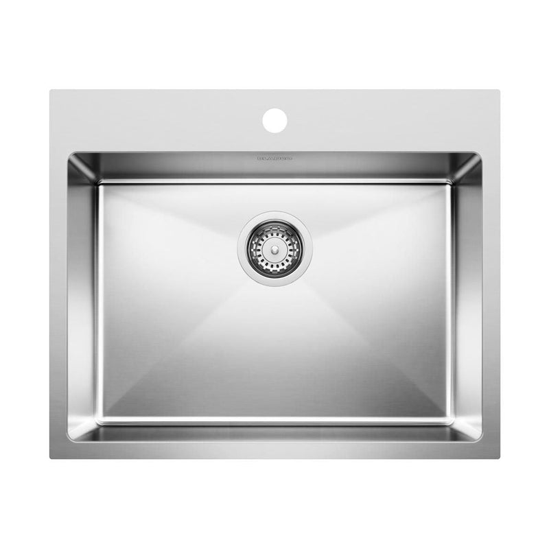 Blanco Quatrus R15 25-in Single Bowl Dual Mount Stainless Steel Kitchen Sink C4
