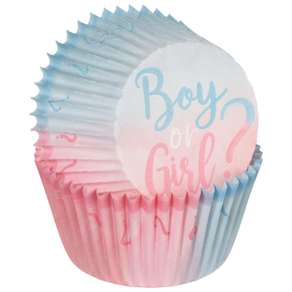 "Boy or Girl?" Baking Cups, Blue/Pink, 2-in, 75-pk, for Gender Reveal T3