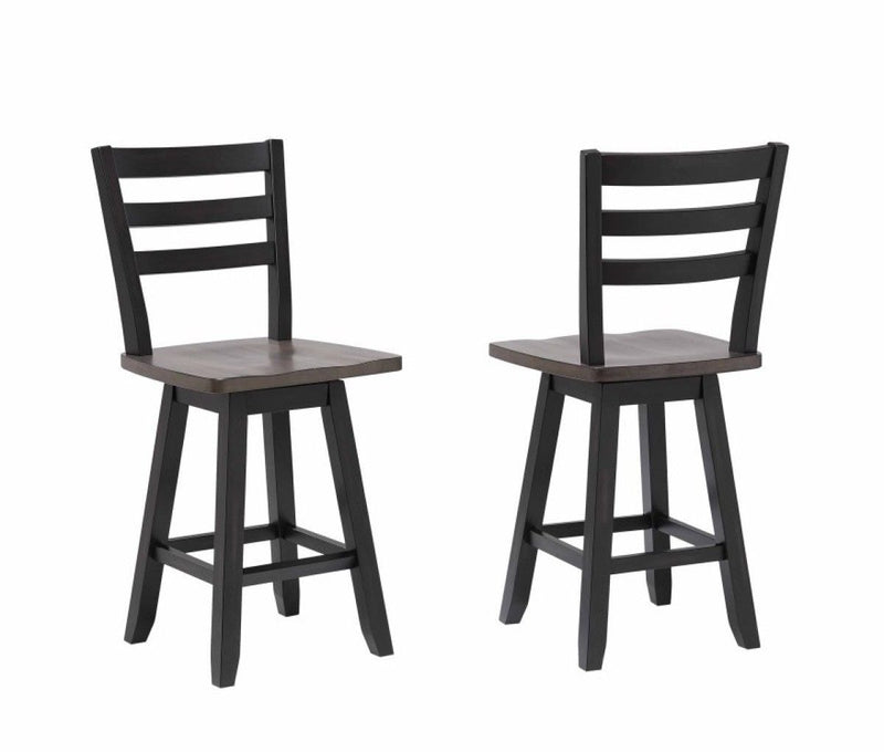 Brassex Aaron Oak/Dark Grey Swivel Counter/Bar Stool with Back Rest, 2-pc L7