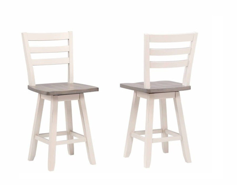 Brassex Alice Grey/White Swivel Counter/Bar Stool with Back Rest, 2-pc F4