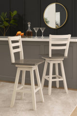 Brassex Alice Grey/White Swivel Counter/Bar Stool with Back Rest, 2-pc