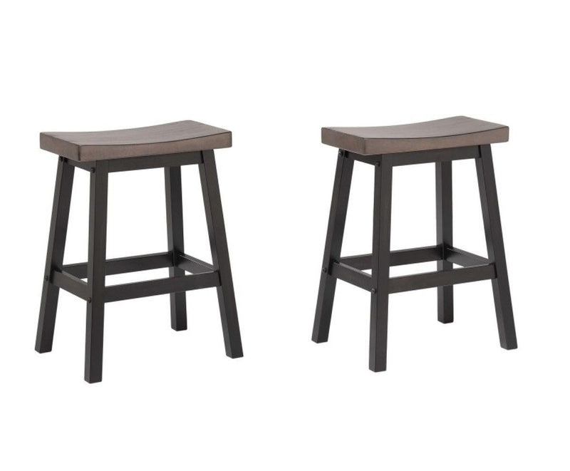 Brassex Arnold Oak/Dark Grey Counter/Bar Stool with Back Rest, 2-pc X7