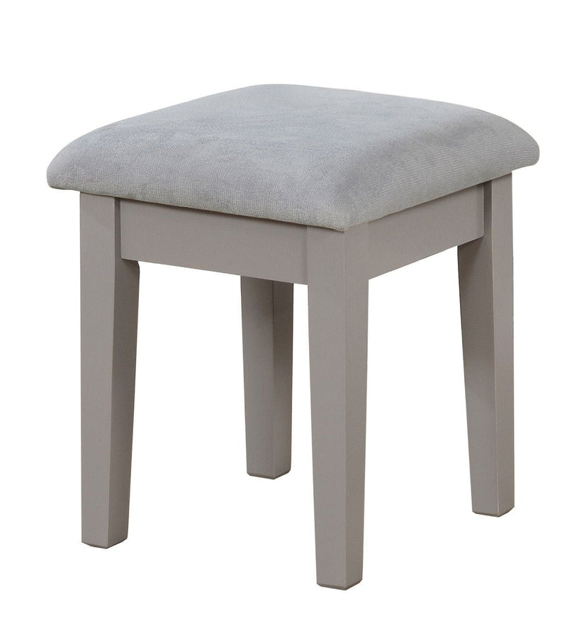 Brassex Cece 1-Drawer Grey Dressing Table Makeup Vanity Set with Stool and Mirror I5