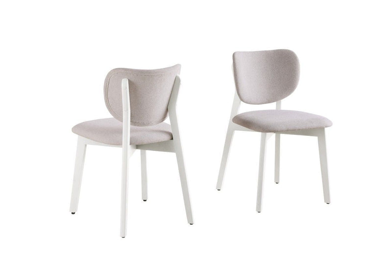 Brassex Dua Cream Fabric Upholstered Dining Chair with Curved Backrest, 2-pc G0