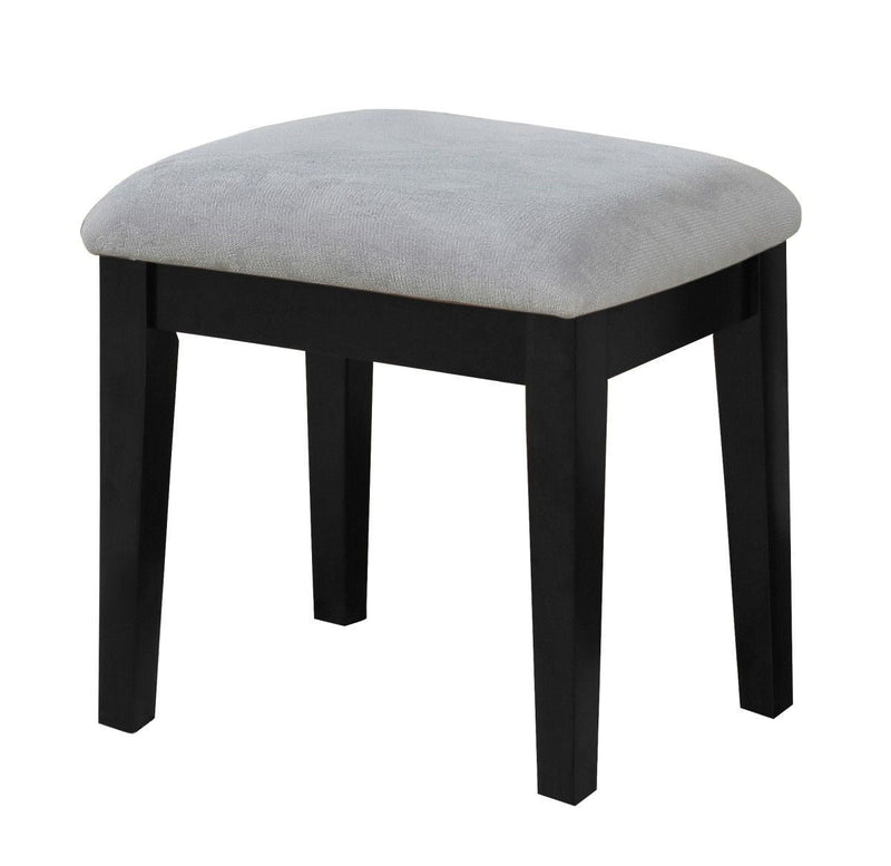 Brassex Lynn 1-Drawer Black Dressing Table Makeup Vanity Set with Stool and Mirror T5