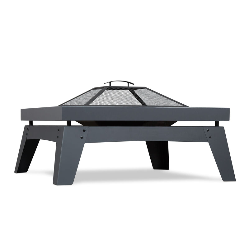 Breton Square Steel Wood Burning Fire Pit in Gray, 37-in H3