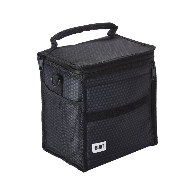 Built Ice House Cube Lunch Bag, Black Midnight Micro Dot, with Freezable Gel L6