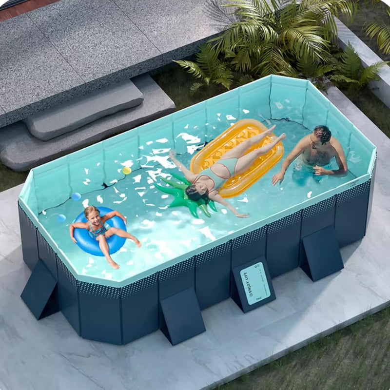 Pool Above Ground/Wood Frame Swimming Pools, 5feet/ 6foot/ 7ft/ 8ft/ 9ft/ 13ft Long Outdoor Mini Large Rectangular Pool for Indoor Outdoor Backyard Home, Toddler Adults Relax Pool (Size : 1.6x1.2x0. F3