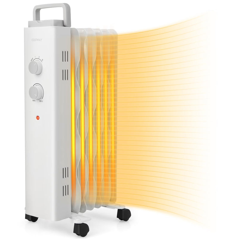 Costway 1500W Oil Filled Space Heater Electric Oil Radiant Heater w/ Safety Protection L4