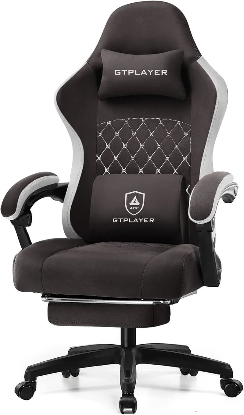 Gaming Chair, Computer Office Chair with Pocket Spring Cushion, Linkage Armrests and Footrest, High Back Ergonomic Computer Chair with Lumbar Support Task Chair with Footrest T8