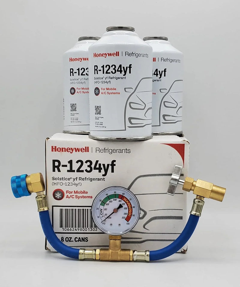 Refrigerant (3 Freon Cans) & HD Brass Can Tap with Gauge-Honey Well O0