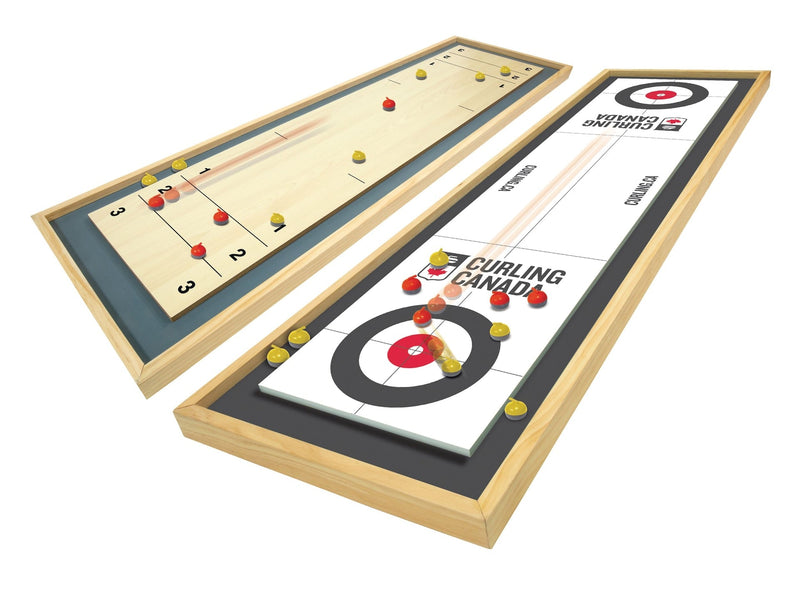 Canada Curling Game, Deluxe Wood 2-in-1 Double Sided Giant Table Top Game Set, 47-in, Ages 6+ Q6