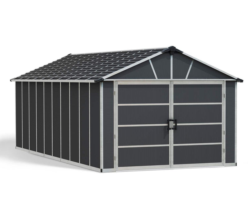 CANOPIA by Palram Yukon 2-Door Car Garage/Utility Storage Shed Kit, Dark Grey, 11x21-ft O1