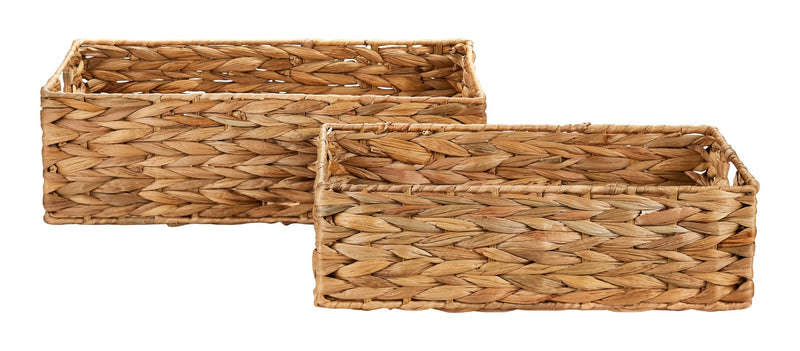 Canvas Ari Rectangle Woven Water Hyacinth Storage Basket, 2-pc H9