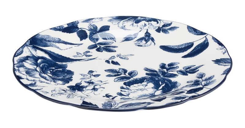 CANVAS Augusta Stoneware Dinner Plate, 1-pc, White/Blue Floral C6