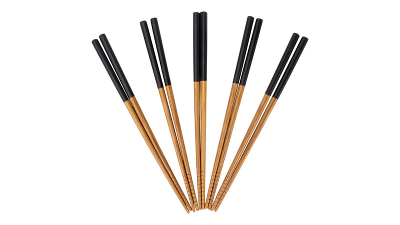 CANVAS Bamboo Wood Chopsticks with Black Top, Serves 5, 10-pc J1