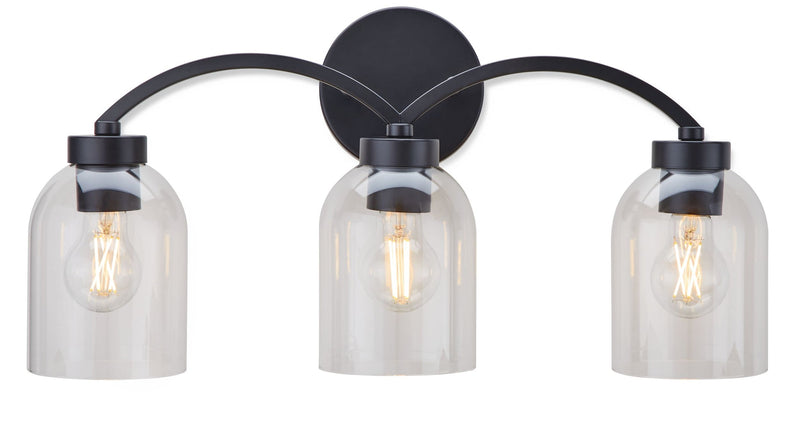 Canvas Bentbrook 3-Light Vanity with Glass Shade, Black N1