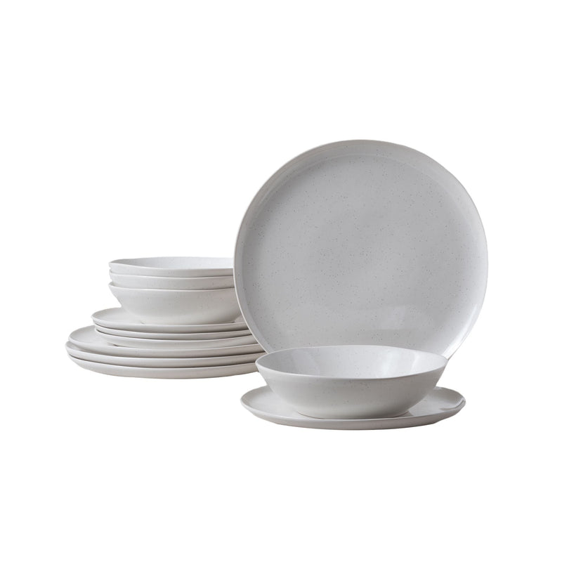 CANVAS Bettina Glossy Stoneware Dinnerware Set, Serves 4, 12-pc, White Speckle D6