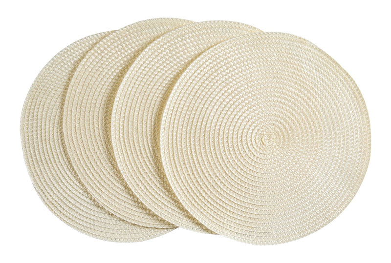 CANVAS Braided Round Placemats, Cream, 4-pk A7