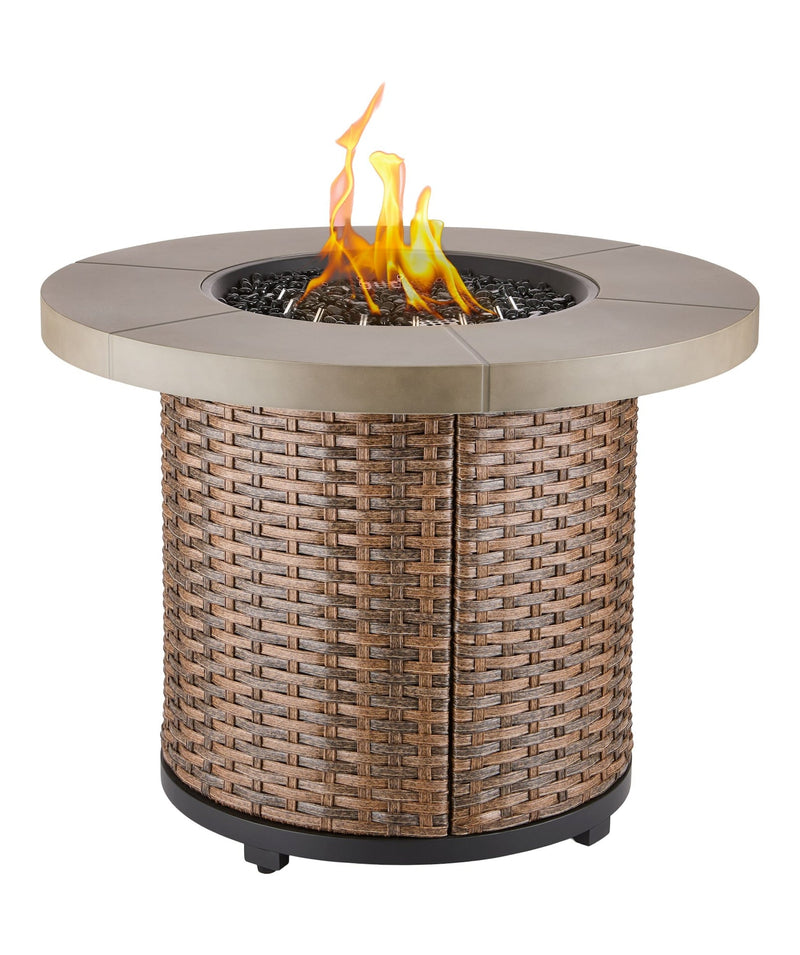 CANVAS Bryce Stainless Steel Round Outdoor Gas Fire Table, 50,000 BTUs, 32-in F0