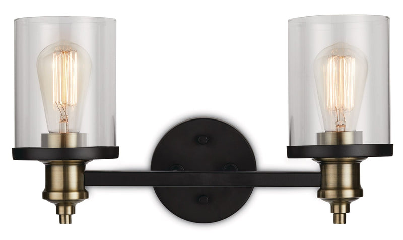 CANVAS Calliet 2-Light Vanity Light, Matte Black/Brass L1