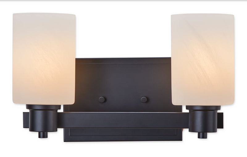 Canvas Cambray 2-Light Alabaster Shade Vanity Light, Black O5