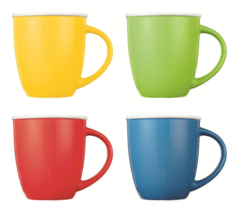 CANVAS Easton Ceramic Mug Set, 13.5-oz, Assorted Colours, 4-pc, Dishwasher and Microwave Safe V6