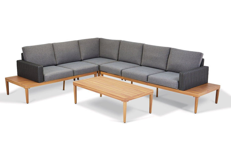 CANVAS Edenvale Aluminum Frame & Wicker Faux Wood Finish Outdoor/Patio Sectional Set, 4-pc L4