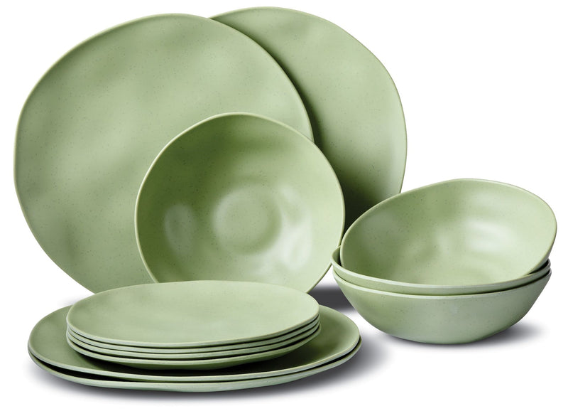 CANVAS Everyday Dinnerware Set, BPA-Free, Sage Green, 12-pk Y6