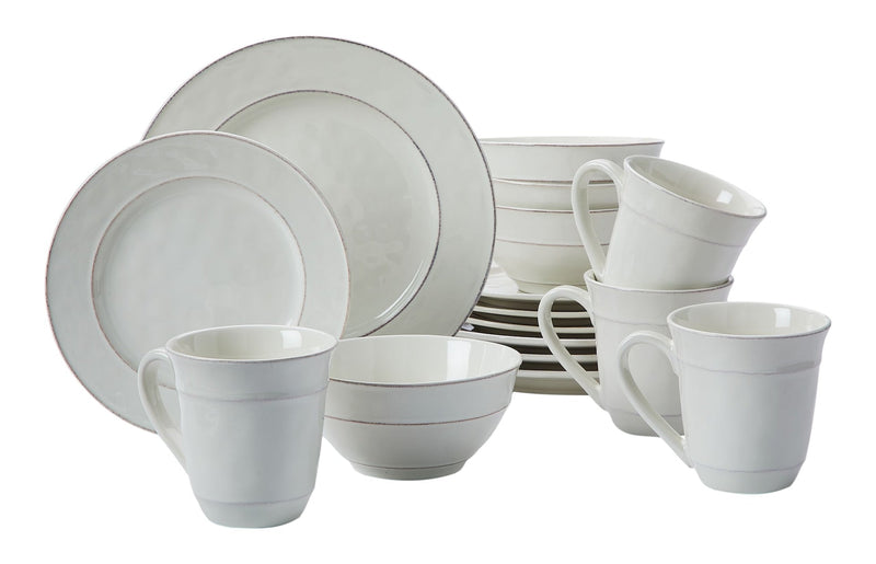 CANVAS Gablehurst Stoneware Dinnerware Set with Mugs, Serves 4, 16-pc, Cream Reactive Glaze U4