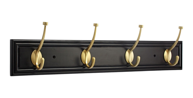 CANVAS Galena Stainless Steel 4-Hook Pill Top Rail, Black/Brass, 27-in N6